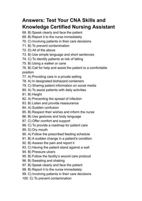 100 Quiz — Test Your Cna Skills And Knowledge Certified Nursing Assistant
