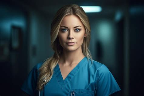 Premium AI Image Portrait Of A Beautiful Blonde Female Nurse