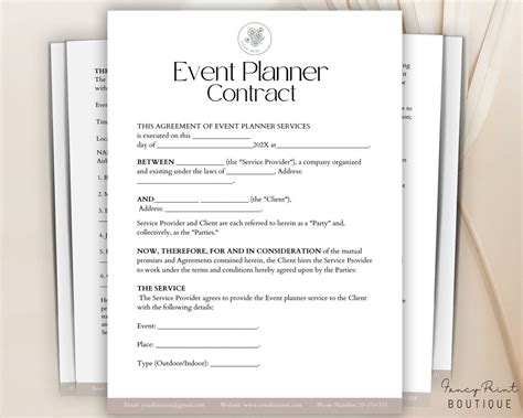 Editable Event Planner Contract Template Event Planning Agreement