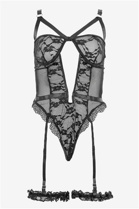 Γυναικεία Εσώρουχα : Κορμάκι Langerie με Δαντέλα και Ζαρτιέρες
