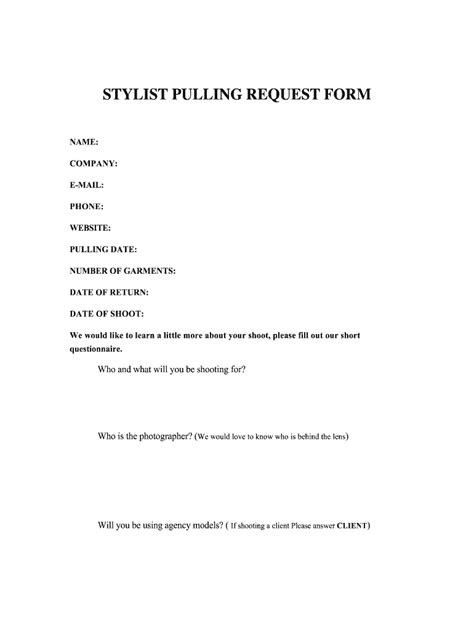 Strange Vixens Stylist Pulling Request Form Fill And Sign Printable