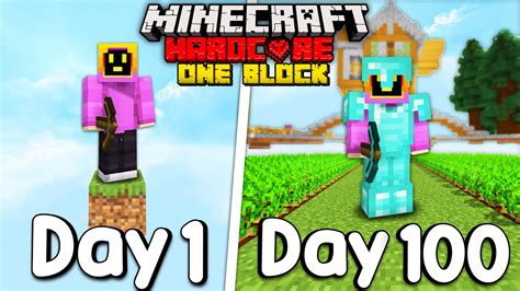 I Survived 100 Days In ONE BLOCK SKYBLOCK In Minecraft Hardcore YouTube