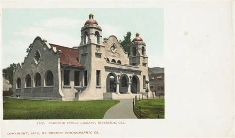 Carnegie Public Library Riverside Cal Postcard For Sale As Framed