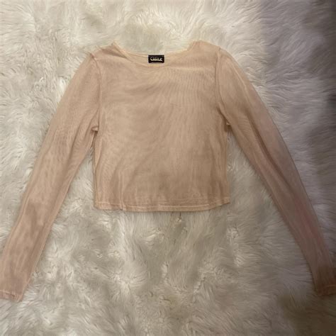 S Nude Mesh Long Sleeve Crop Top Does Not Have A Depop