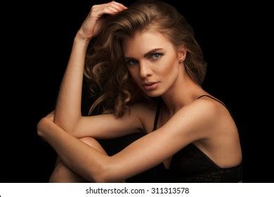 Picture Healthy Naked Woman On Black Stock Photo 50377498 Shutterstock