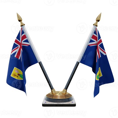 Turks and Caicos Islands 3d illustration Double V Desk Flag Stand