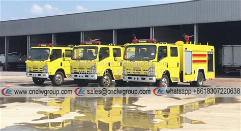 Isuzu Frr Fire Engine Liter Water Tanker Lemon Yellow Color Foam