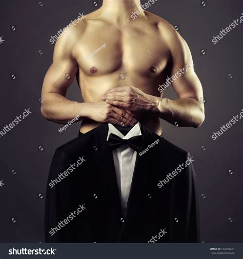 Conceptual Photo Naked Men Evening Suit Stock Photo Shutterstock
