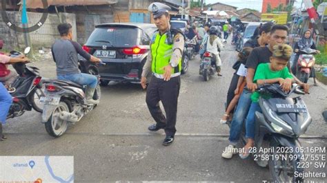 Satlantas Polres Tanjungbalai Patroli Titik Rawan Macet Dan Lakalantas