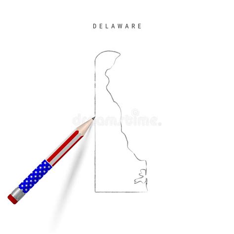 Delaware US State Vector Map Pencil Sketch Delaware Outline Map With