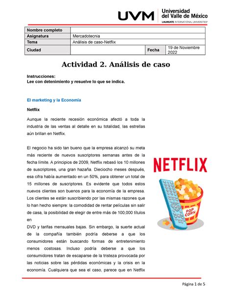 Casonetflix Actividades Del Caso Netflix Para Resolver Nombre