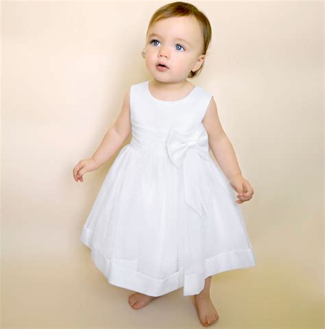 Baby Girls White Bow Organza Christening Dress