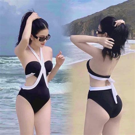 Bikini liền thân phối trắng sexy khoét eo đẹp Shopee Việt Nam