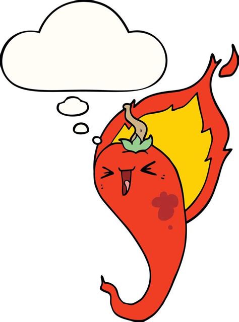 Cartoon Flaming Hot Chili Pepper And Thought Bubble 10691262 Vector Art At Vecteezy