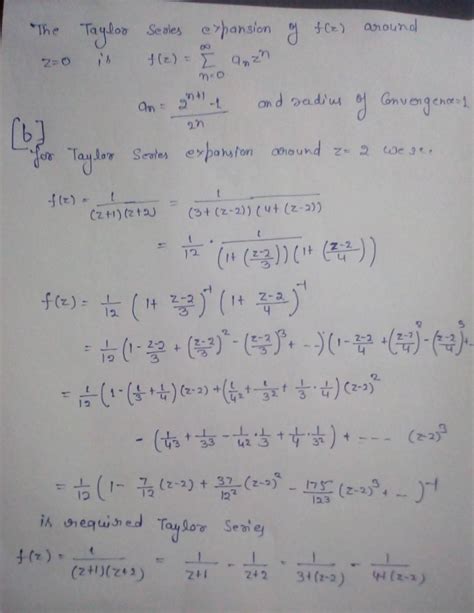 [solved] Expand F Z Z−1 Z 1 In A Taylor S Series A Around Z 0 And Course Hero