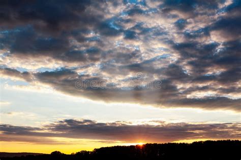 Spectacular Sunset with Altocumulus Stock Photo - Image of forest, dark ...