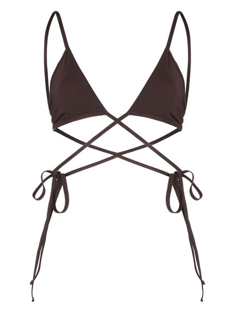 Christopher Esber Brown Wraparound Triangle Bikini Top In Maroon ModeSens