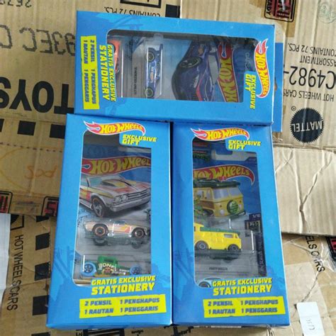 Jual Mobil Hot Wheels Isi Mobil Paket Gratis Exclusive Gift Stationary Pensil Rautan Penghapus