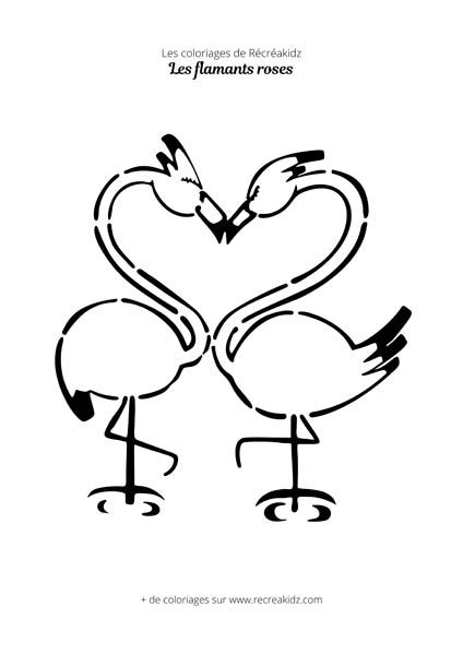 Coloriage couple de flamants roses Dessin à colorier imprimer en PDF