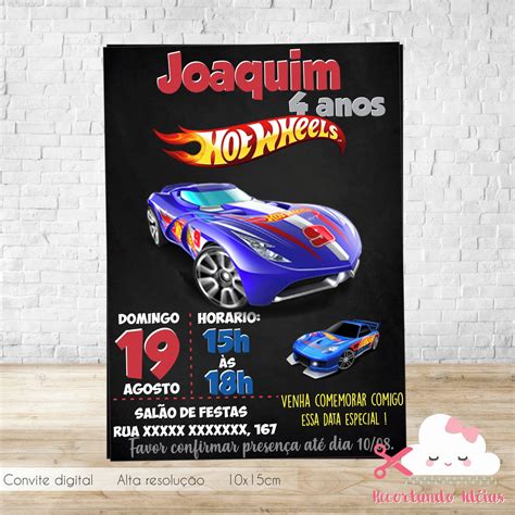 Convite Digital Hot Wheels Elo Produtos Especiais