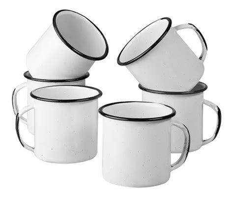 Juego De Taza Café De Peltre 6 Piezas Blanco