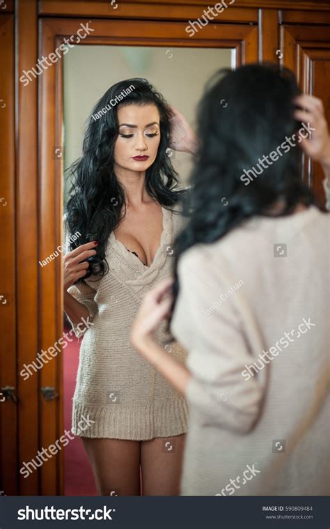 Attractive Sexy Brunette Half Naked Posing Stock Photo 590809484 Shutterstock