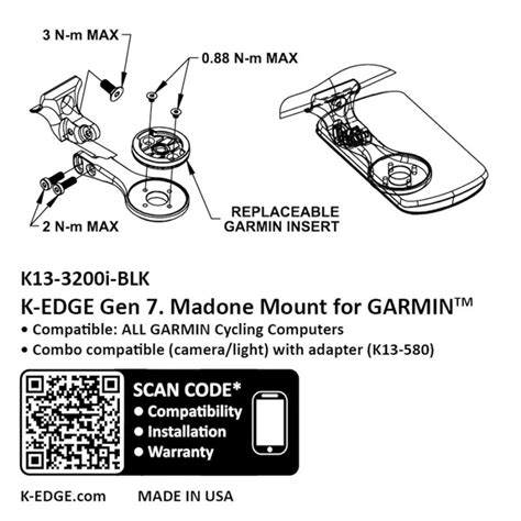 Крепление K EDGE Garmin I H S Madone Emomda Gen 7 Mount Black K13