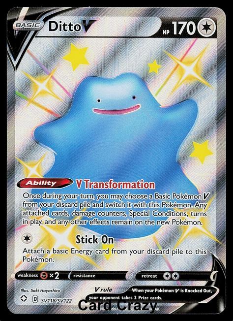 Ditto V SV118 SV122 Shining Fates Ultra Rare Pokemon Card Near