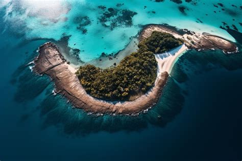 An Island With Trees In The Ocean Premium Ai Generated Image
