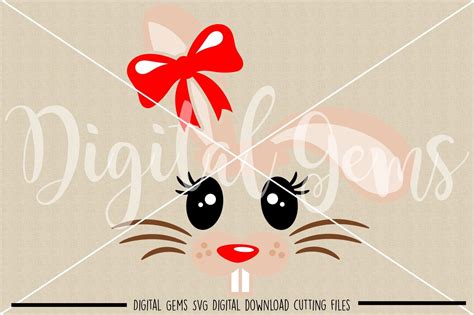 Rabbit Face Svg Png Eps Dxf Files By Digital Gems Thehungryjpeg