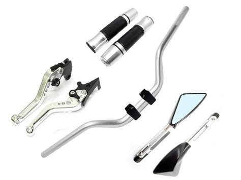 Kit Guidão Naked Manopla Fechada Jupiter Retrovisor TM1 Manete Cb300 Cbx250 Stark Race