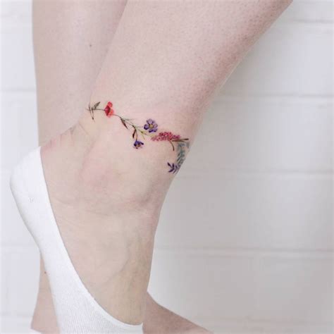 Flower Anklet Tattoo