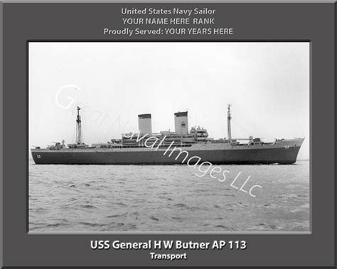 USS General H W Butner AP 113 Personalized Ship Canvas Print