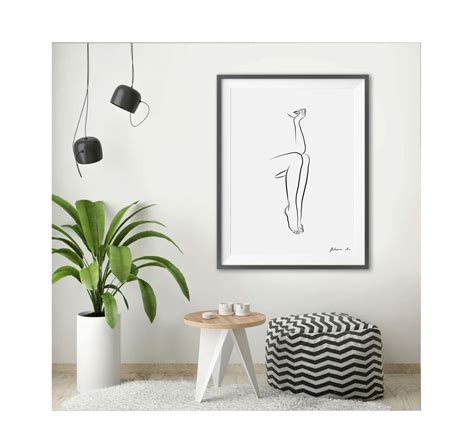 Woman Silhouette Nude Woman Line Art Female Nudity Woman Etsy