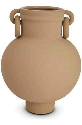 Vaso Em Ceramica Nude Alças E Argolas 30cm Mart MercadoLivre