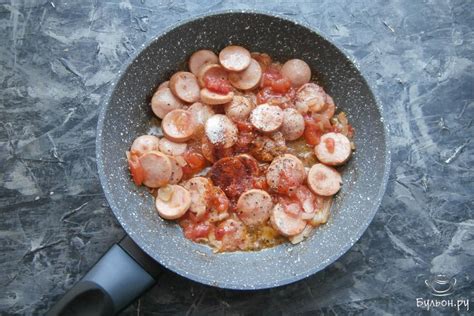 Макароны с сосисками на сковороде | рецепт пошагово, фото, отзывы