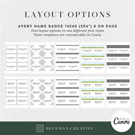 Customizable Name Badge Canva Templates: Avery Compatible (digital