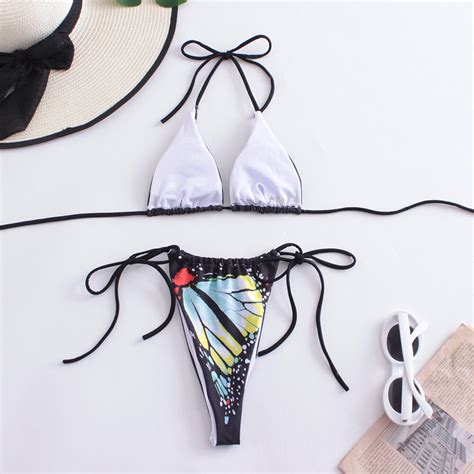 Women 2 Pcs Micro Bikini Set Lace Up Swimwear Beachwear Push Up Bra Bathing Suit EBay