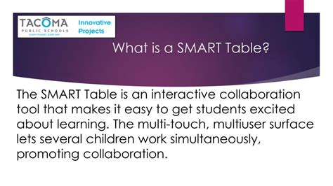 PPT - Enhancing Early Learning: The SMART Table Project for Collaborative Learning PowerPoint ...