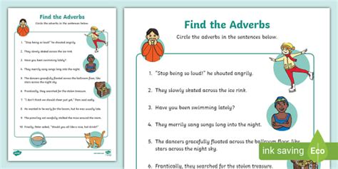 Find The Adverbs Activity Sheet Profesor Hizo Twinkl