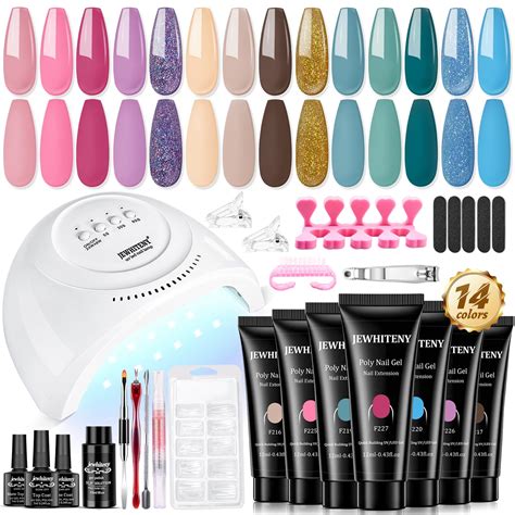 Amazon Jewhiteny Colors Poly Nail Extension Gel Kit Poly Nails Gel Kit Nude Pink Purple