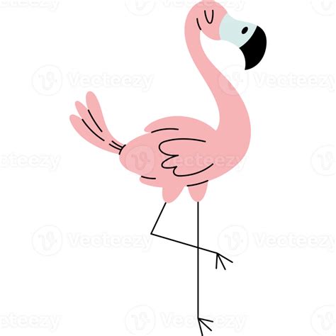 A Cartoon Flamingo With A Black Background 49956452 Png