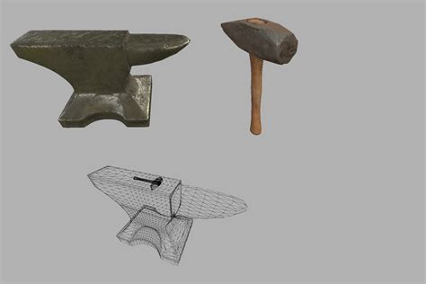 Pbr Vr Ready Anvil And Mallet 3d Props Unity Asset Store