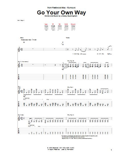 Go Your Own Way By Fleetwood Mac Guitar Tab Guitar Instructor