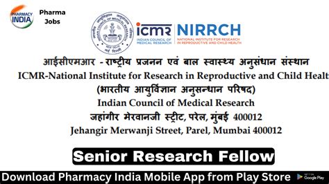 Opportunity As A Senior Research Fellow SRF At ICMR National