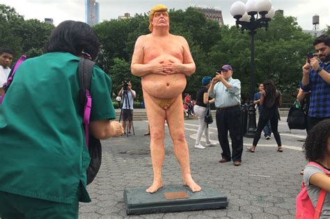 Naked Donald Trump Statue Appears In Union Square Union Square New York DNAinfo