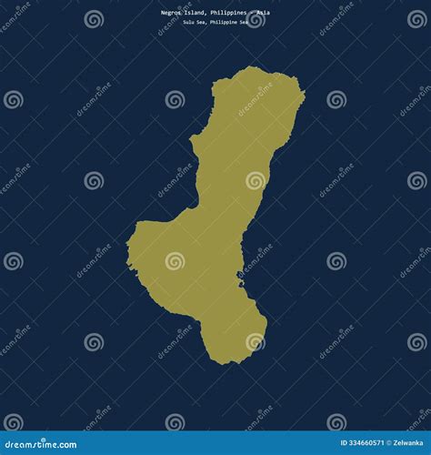 Shape of Negros Island. Philippines. Yellow Stock Illustration