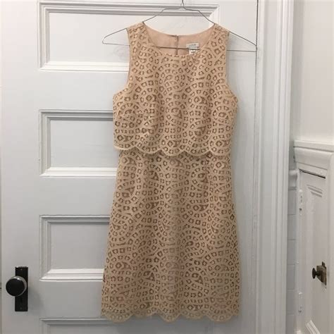 Jcrew Nude Lace Scallop Edge Cocktail Dress Gem