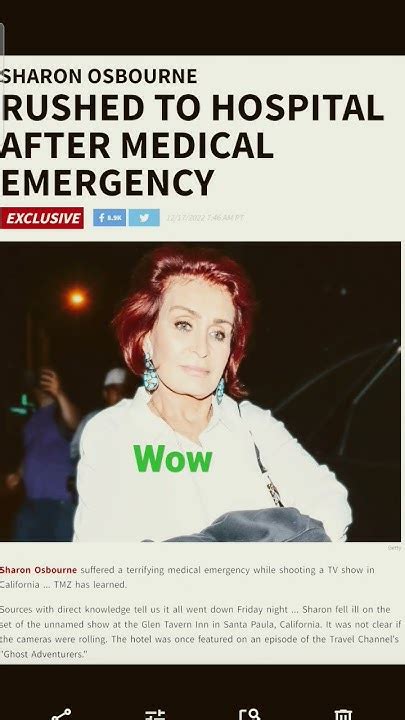 Sharon Osbourne Rushed To Hospital After Medical Emergency Youtube