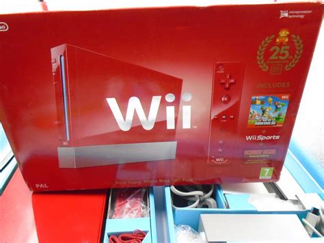 Nintendo Wii Console Red 25th Anniversary Limited Edition Boxed 9 Games